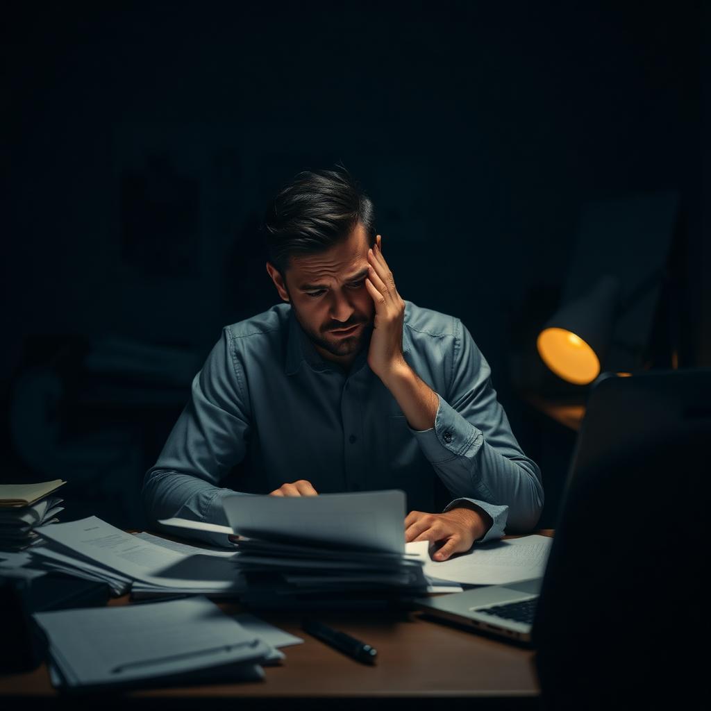Business owner reviewing finances and tax documents